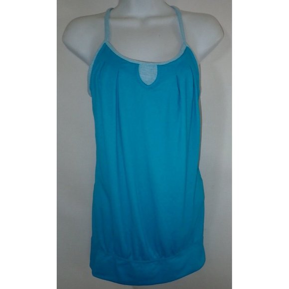 Lululemon‎ Women Size 4 Teal Blue Layered strappy Built in Bra Tank Top Workout - Picture 1 of 5